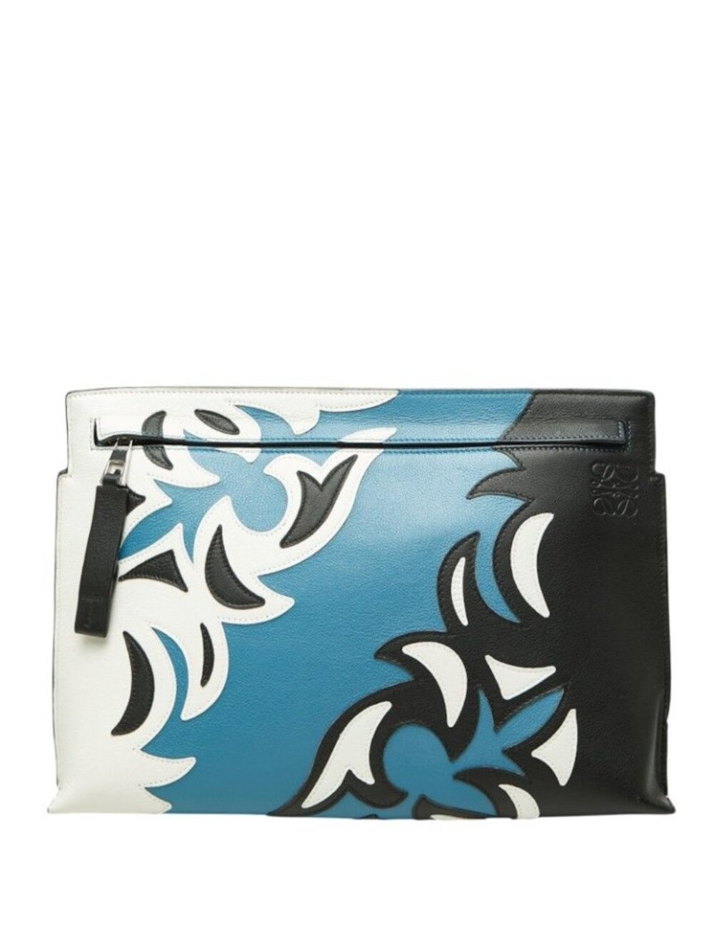 Loewe Anagram T Pouch Cowboy Clutch Blue White Black Leather